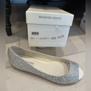 Benjamin Adams London HALLE Ivory Strass Swarovski Crystals Flat shoes 38/7.5